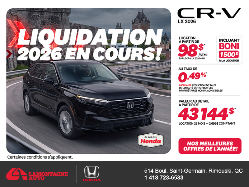 Obtenez la Honda CR-V 2026!