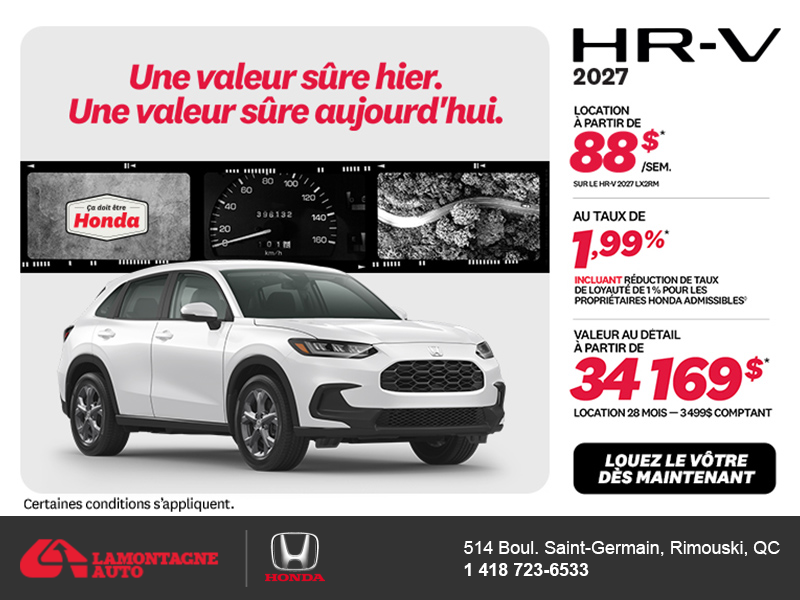 Obtenez la Honda HR-V 2027!
