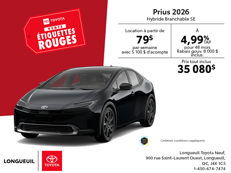 Toyota Prius Hybride Branchable SE 2026