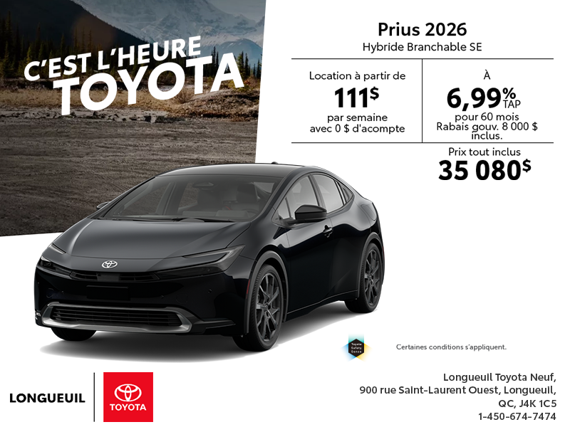 Toyota Prius Hybride Branchable SE 2026