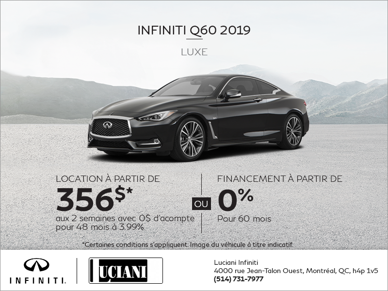 Louez la INFINITI Q60 Luxe 2019!