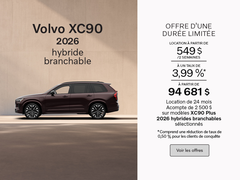 Le Volvo XC90 Hybride Branchable Plus 2026