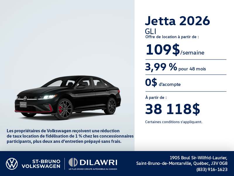 Procurez-vous la Volkswagen Jetta Gli 2026