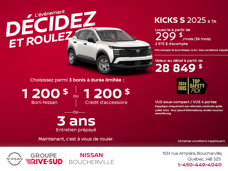 Obtenez le Kicks 2025 !