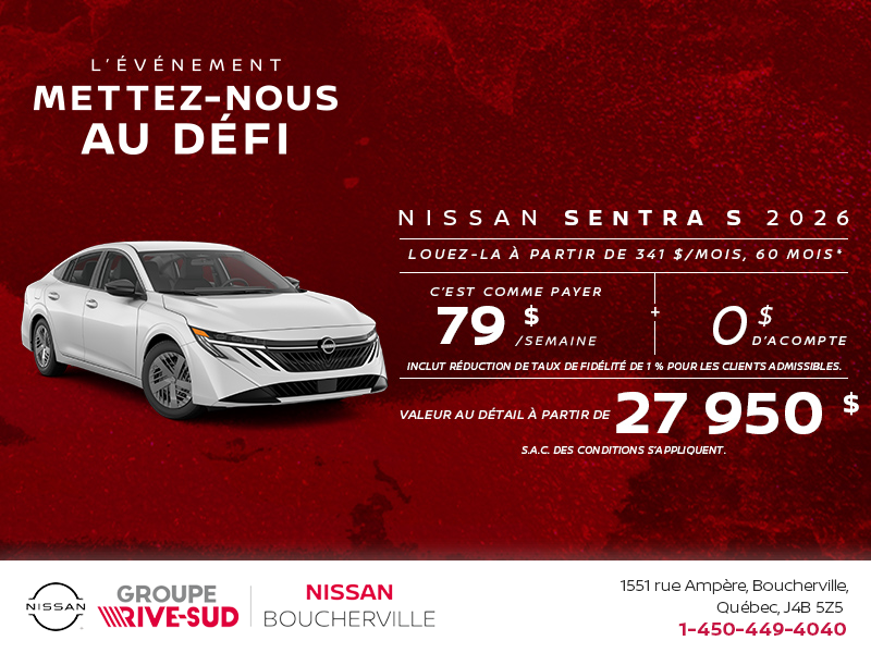 Obtenez la Sentra 2026 !
