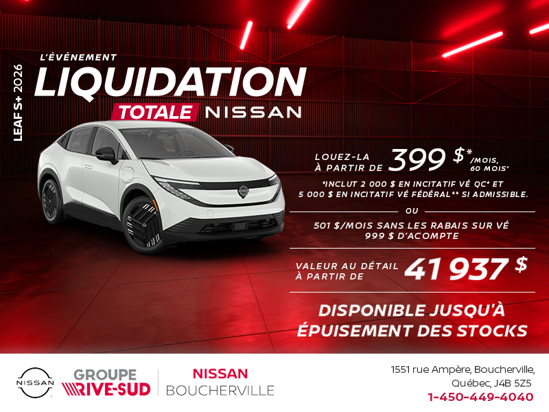 Obtenez la Leaf S+ 2026!