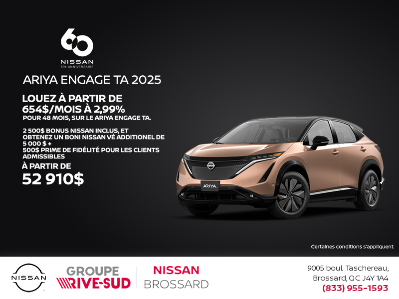 Obtenez le Ariya 2025!
