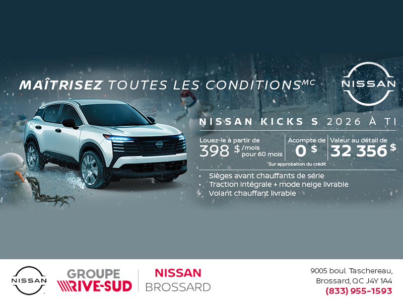 Obtenez le Kicks S 2026 !