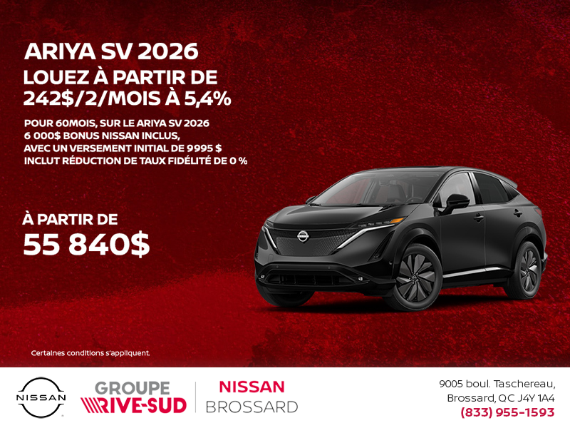 Obtenez le Ariya 2026!