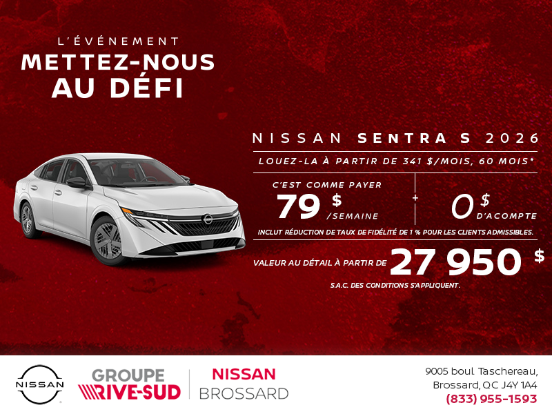 Obtenez la Sentra 2026 !