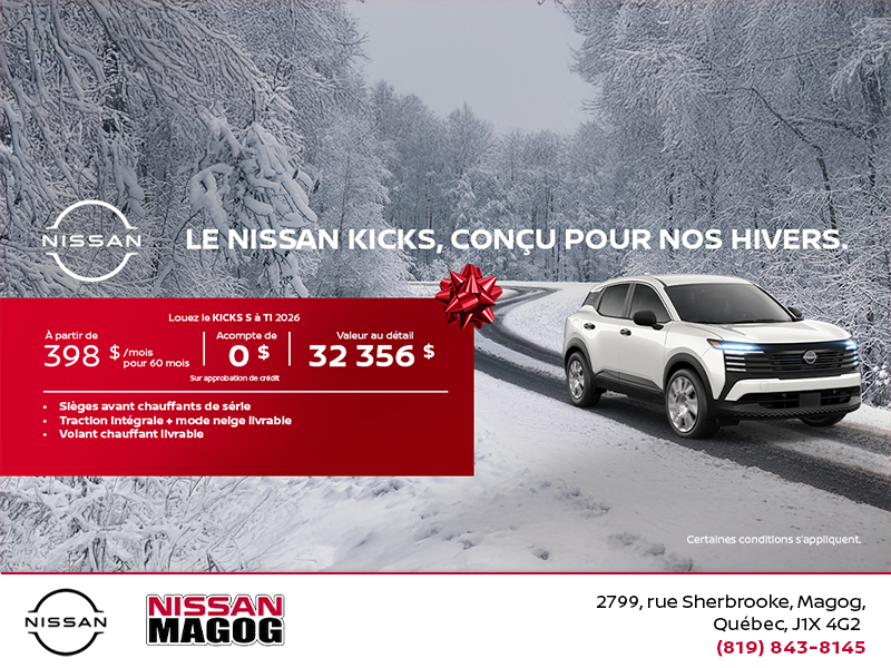 Obtenez le Kicks S 2026 !