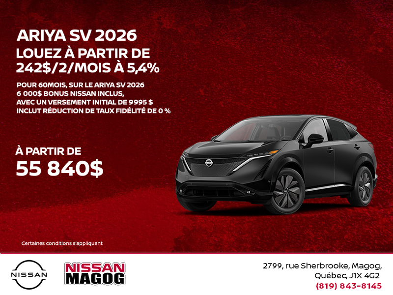 Obtenez le Ariya 2026!