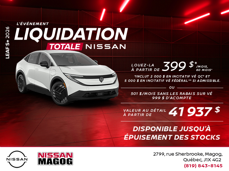 Obtenez la Leaf S+ 2026!