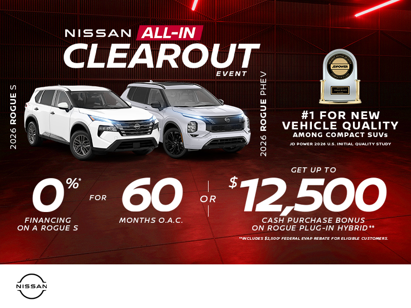 Get the 2026 Nissan Rogue S and Phev Today!
