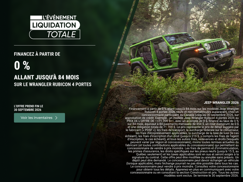 Conduisez un Jeep Wrangler 2026!