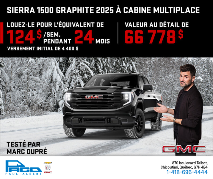 Le GMC Sierra 1500 Graphite à cabine multiplace 2025