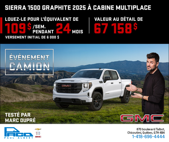 Le GMC Sierra 1500 Graphite à cabine multiplace 2025