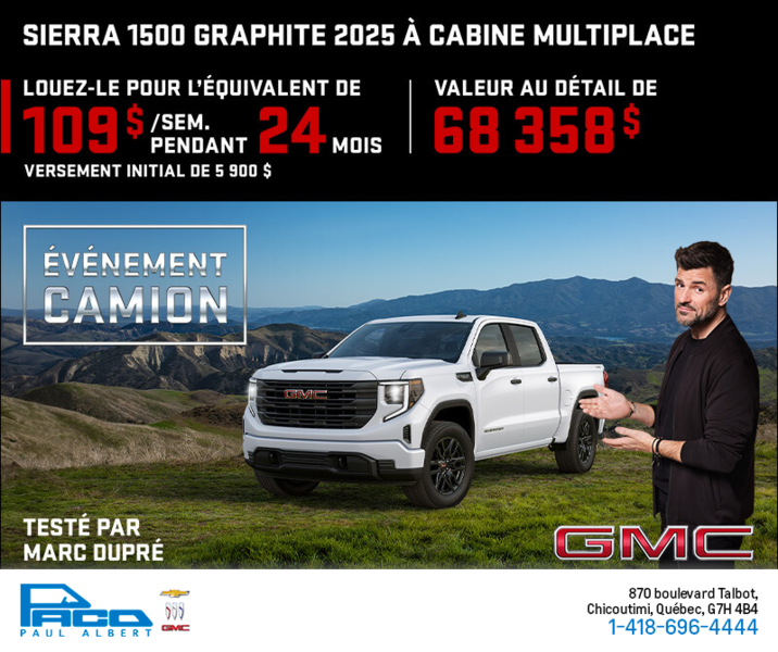 Le GMC Sierra 1500 graphite 2025 à cabine multiplace