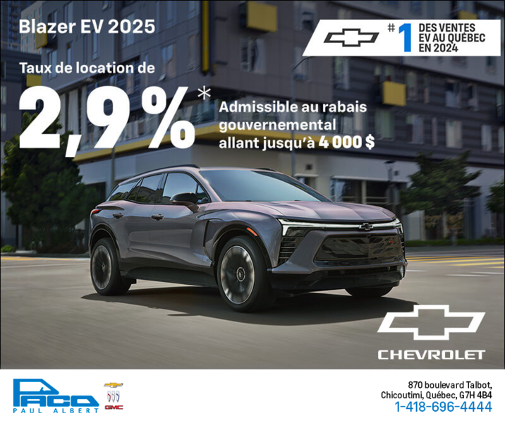Procurez-vous le Chevrolet Blazer EV 2025