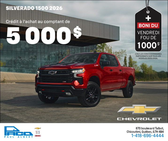 Procurez-vous le Chevrolet Silverado 1500 2026