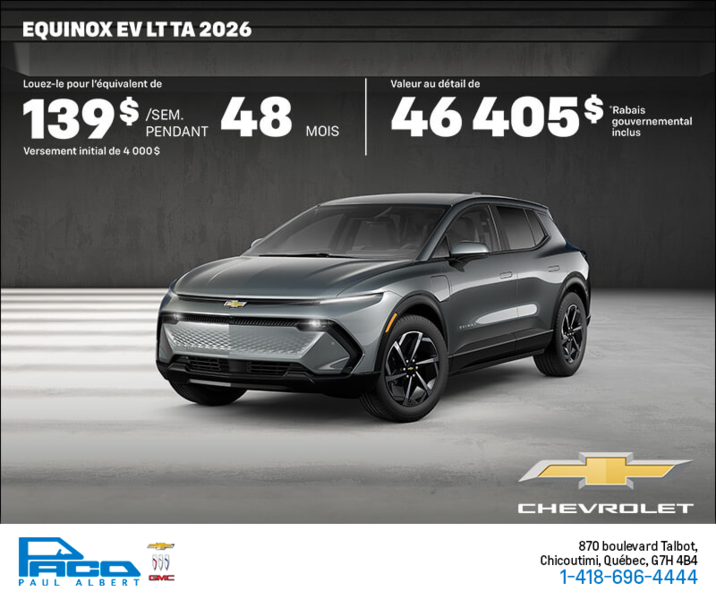 Procurez-vous le Chevrolet Equinox EV 2026
