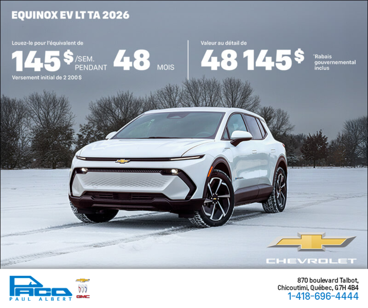 Procurez-vous le Chevrolet Equinox EV 2026