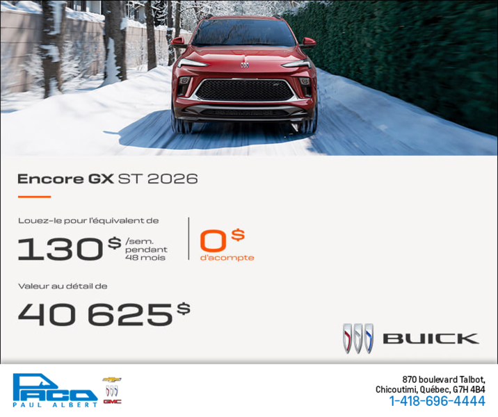 Procurez-vous le Buick Encore GX 2026