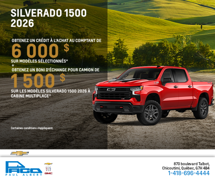 Procurez-vous le Chevrolet Silverado 1500 2026