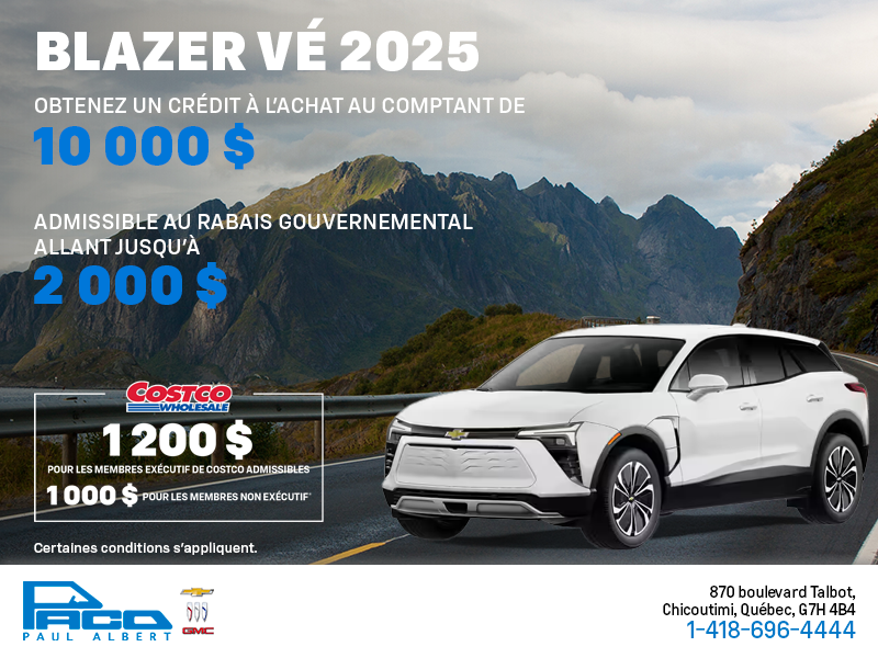 Procurez-vous le Chevrolet Blazer VÉ 2025