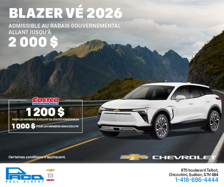 Procurez-vous le Chevrolet Blazer VÉ 2026