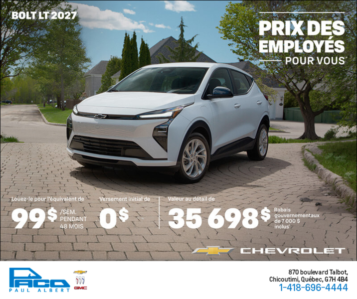 Procurez-vous le Chevrolet Bolt LT 2027