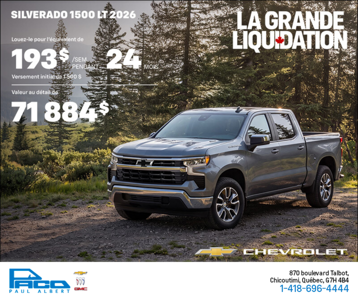 Le Chevrolet Silverado 1500 LT 2026