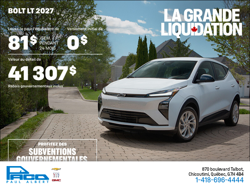 Procurez-vous le Chevrolet Bolt LT 2027