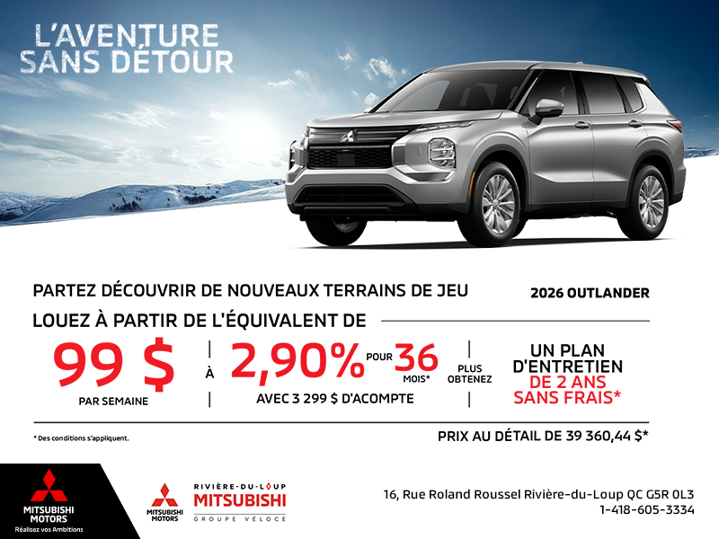 Procurez-vous le Mitsubishi Outlander 2026