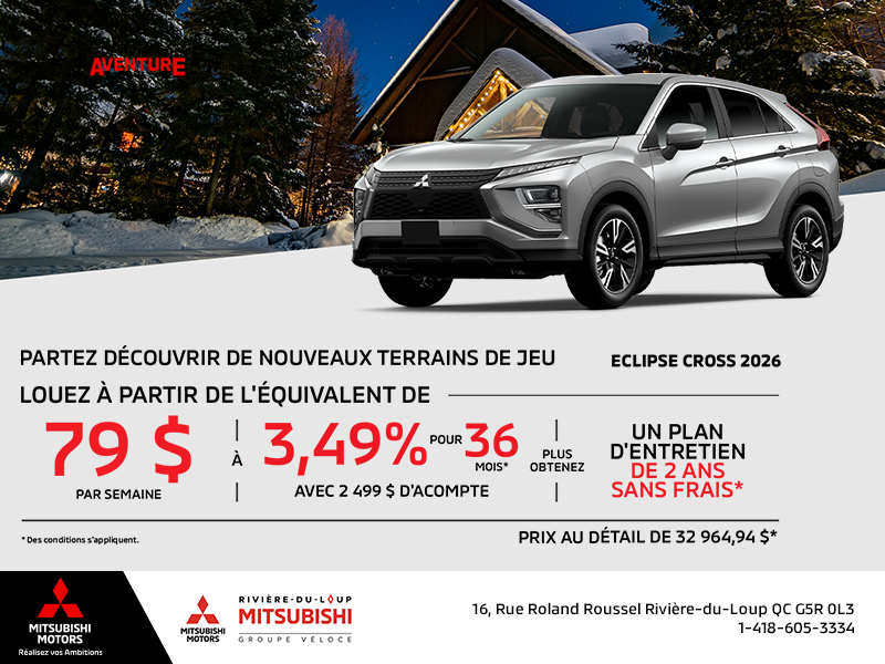 Procurez-vous le Mitsubishi Eclipse Cross 2026