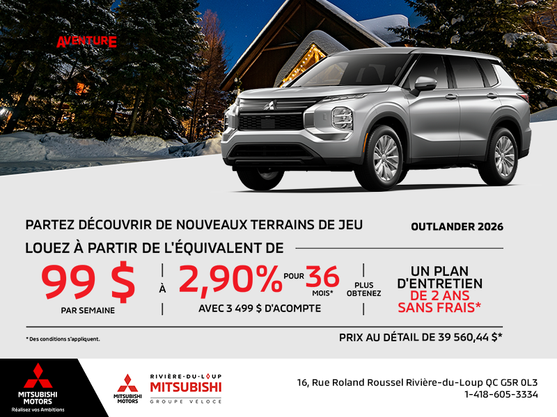 Procurez-vous le Mitsubishi Outlander 2026