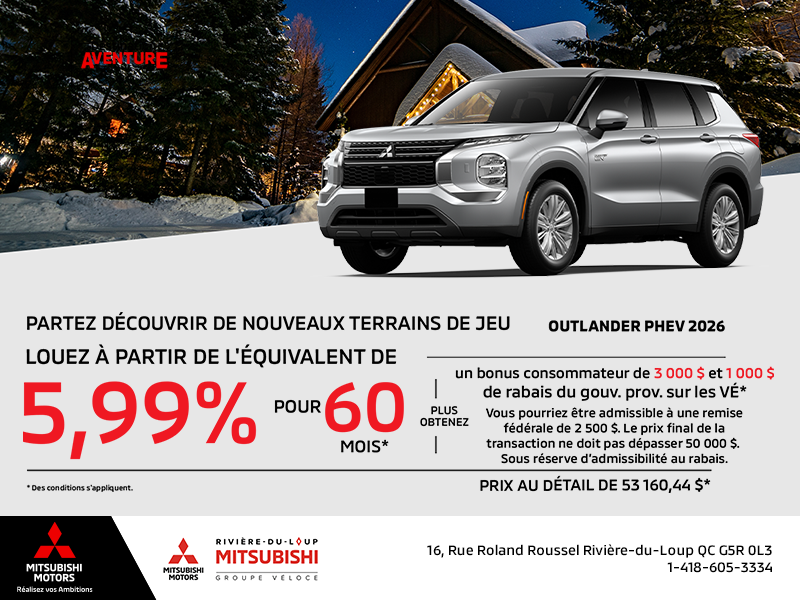 Procurez-vous le Mitsubishi Outlander Phev 2026