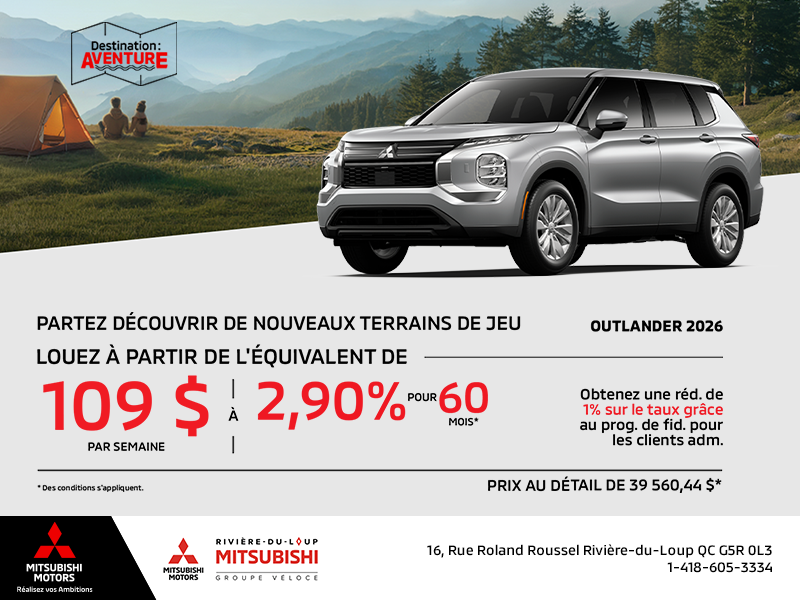 Procurez-vous le Mitsubishi Outlander 2026