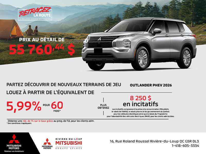 Procurez-vous le Mitsubishi Outlander Phev 2026