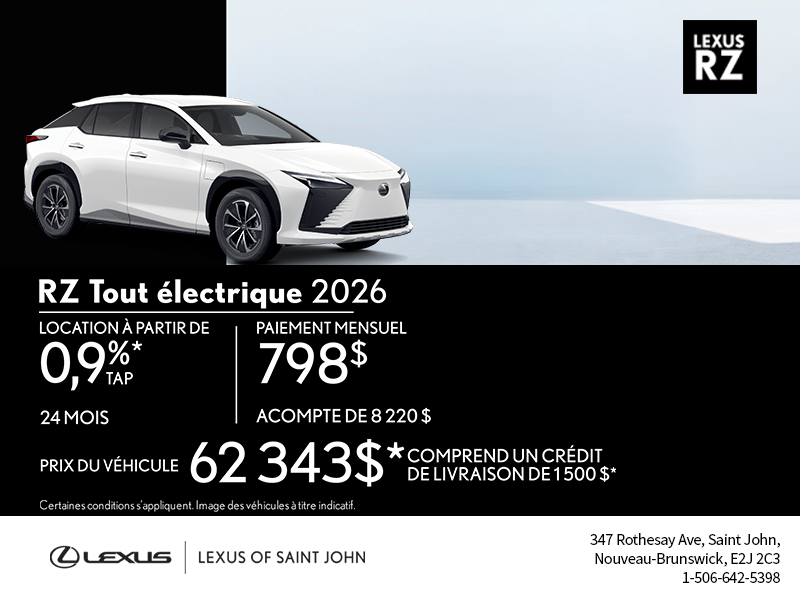 Lexus RZ Tout Électrique 2026
