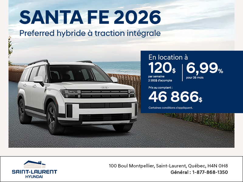 Procurez-vous le Hyundai Santa Fe Hybrid 2026