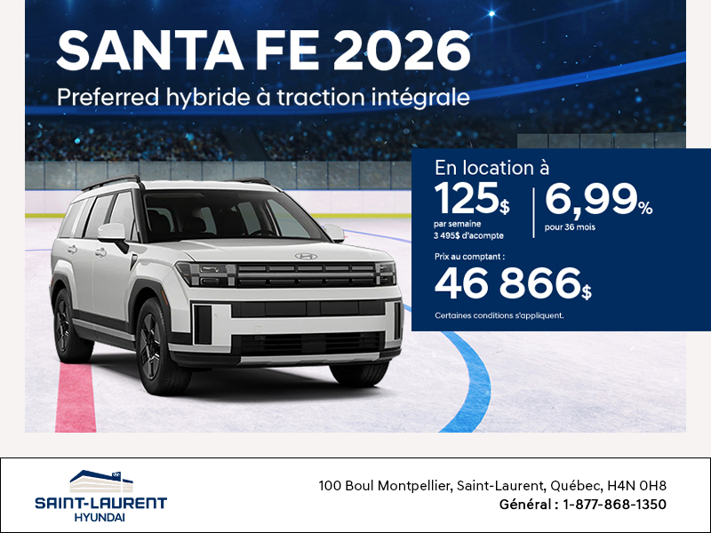 Procurez-vous le Hyundai Santa Fe Hybrid 2026