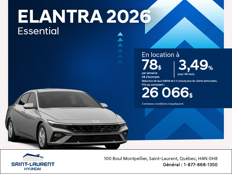 Procurez-vous le Hyundai Elantra 2026
