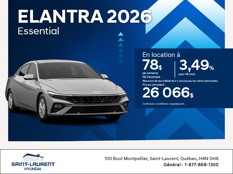 Procurez-vous le Hyundai Elantra 2026