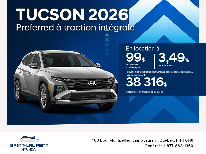 Procurez-vous le Hyundai Tucson 2026