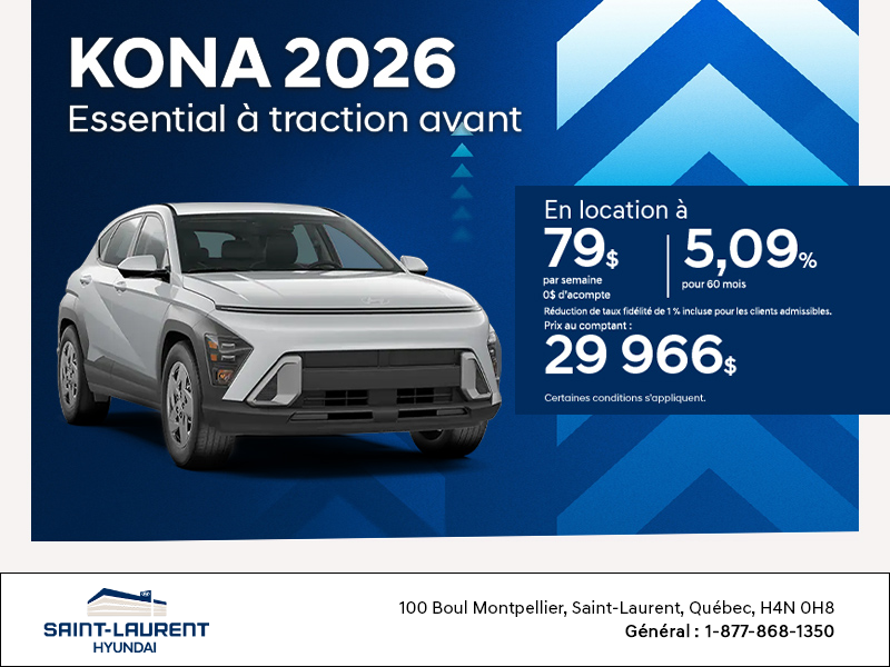 Procurez-vous le Hyundai Kona 2026