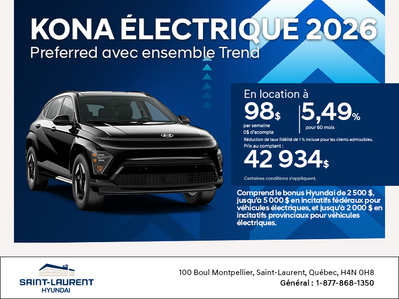 Procurez-vous le Hyundai Kona Electric 2026