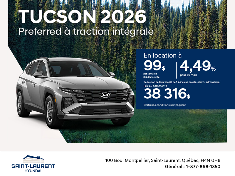 Procurez-vous le Hyundai Tucson 2026