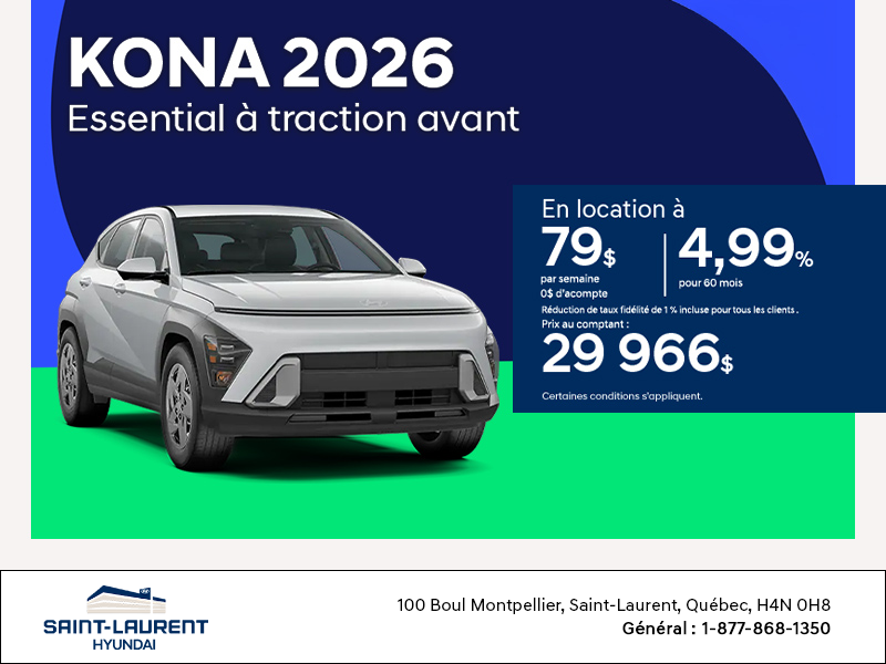 Procurez-vous le Hyundai Kona 2026