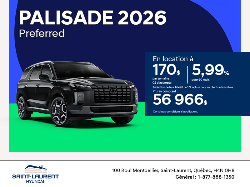 Procurez-vous le Hyundai Palisade 2026